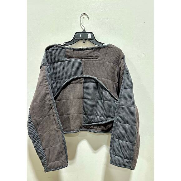 POL Women Textured Charcoal Quilted Zip-Up Jacket - Picture 2 of 4